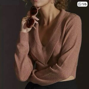 Anthropologie pilcro 100% cashmere shrug sweater color cedar size medium